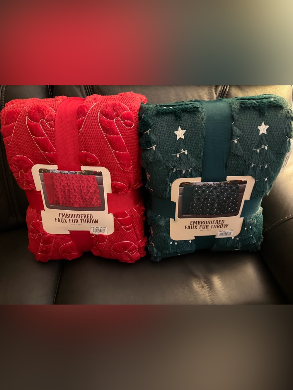 2 Holiday Christmas throws 50x70 each Candy Cane and Xmas Tree